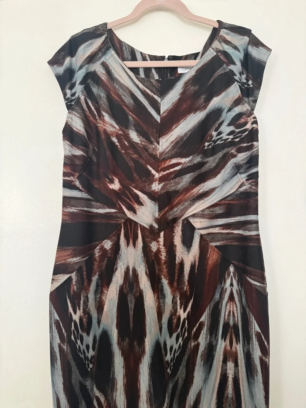 Calvin Klein Brown, Black & Ivory Abstract Midi Dress - Picture 1 of 4